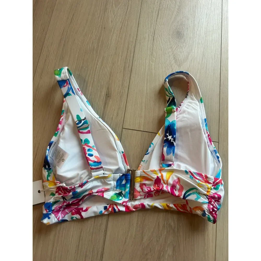 Anne Cole Women's Watercolor Paisley Shirred Bikini Top NWT Size Small